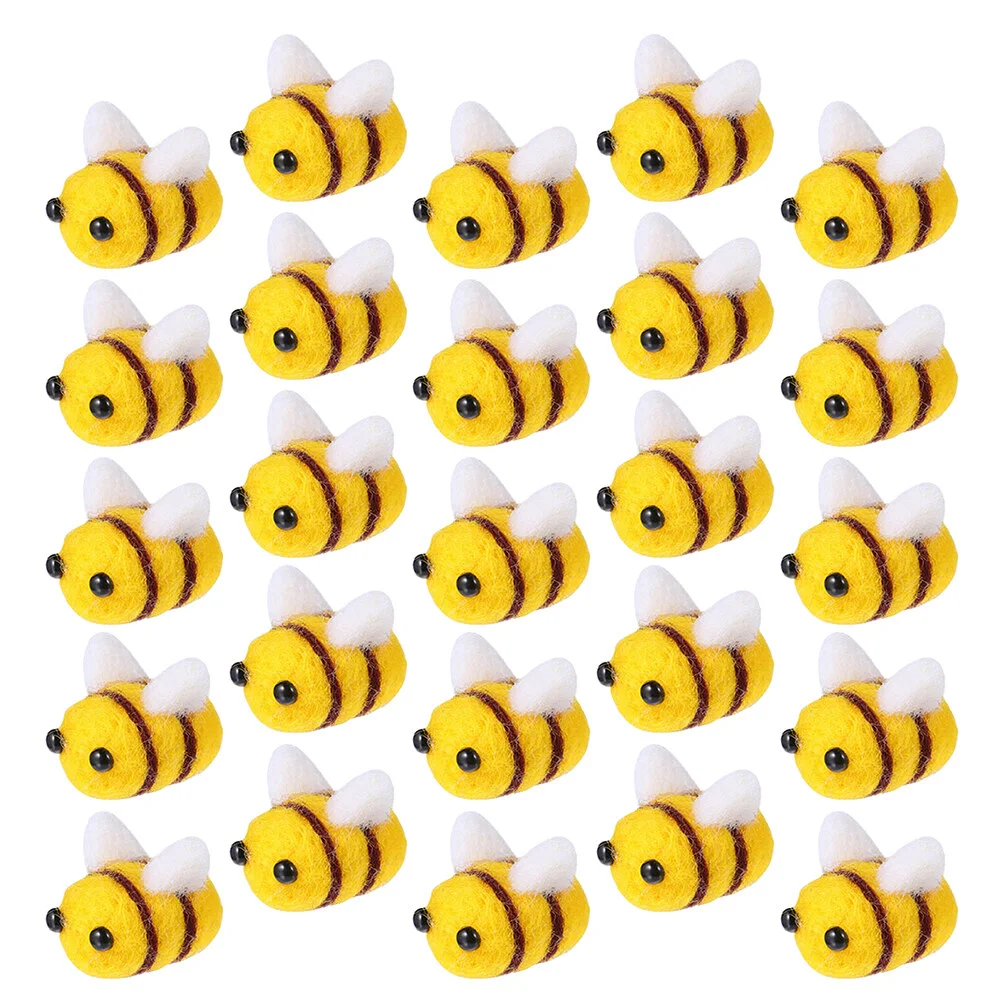 

25 Pcs Wool Felt Bees Decorations Lovely DIY Bee Crafts Clothes Hat Accessories