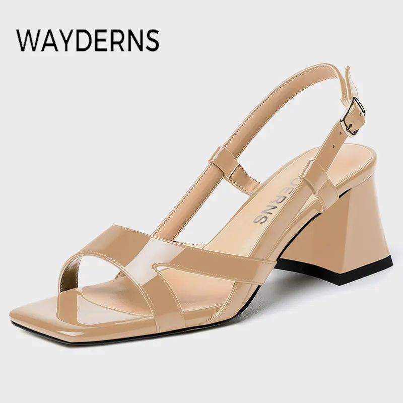 

WAYDERNS 2023 New Women'S Shoes Square Heels Summer Women Shoes Fashion Casual Thick Heels Buckle Ladies Footwear Size 35-43