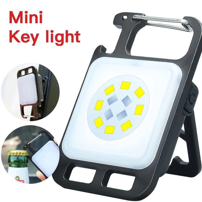 

Mini LED Portable Keychain Flashlight COB Mutifuction Light Pocket Work Light Rechargeable Strong Magnet Outdoor Camping Lantern