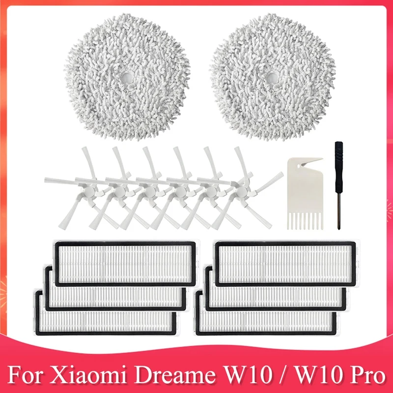 

Practical Boutique Accessory Kit For Xiaomi Dreame W10 / W10 Pro Robot Vacuum Cleaner Side Brush HEPA Filter Mop Cloth Replaceme