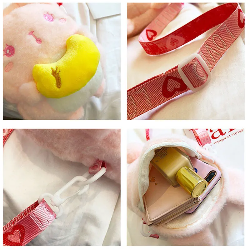 Cute Rabbit Plush Backpack High Quality Fashion Bunny Toy Kawaii Doll Lovely Travel Bag for Girls Children Kids Birthday Gift