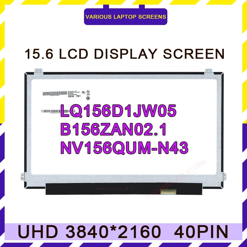 

15.6 Inch 4K LCD Screen Fit B156ZAN02.1 NV156QUM-N43 LQ156D1JW05 For Lenovo thinkpad P50 P51s UHD 3840*2160 40Pins