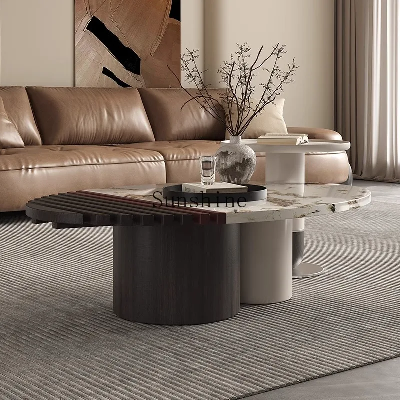 Комбинация журнального столика из массива дерева искусственного мрамора