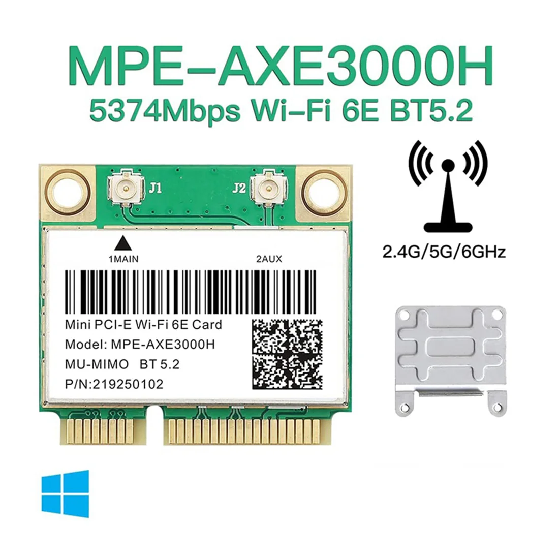 MPE-AXE3000H Беспроводная карта Wi-Fi 6E 5374 Мбит/с AX210 Mini PCIE Wi-Fi-карта Bluetooth 5.2 802.11AX 2 4G/5G/6Ghz Wlan