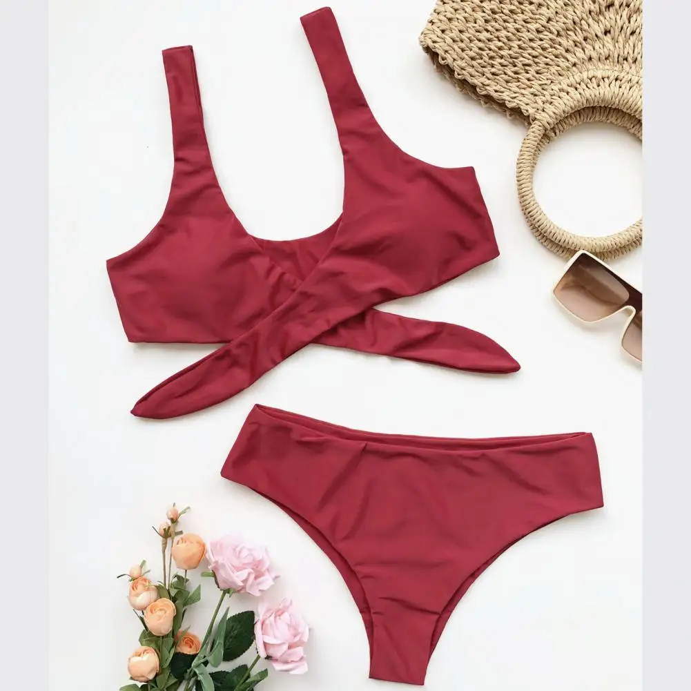 

Fashion Women Swimsuit Bow Breathable Stretchy Push Up Swimwear Set