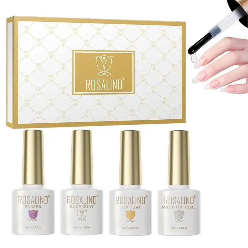 

Базовое и Базовое покрытие для ногтей, Праймер, Гель-лак для ногтей с праймером и базовым покрытием, набор из 4 шт. гелевых стандартных верхни...