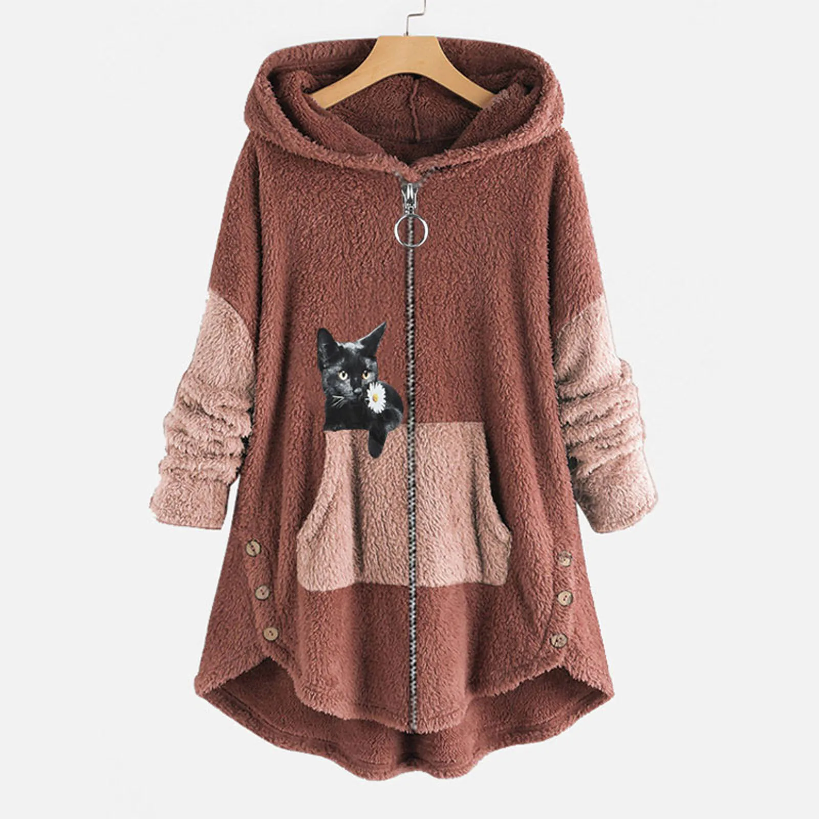 

Женское теплое пальто, топы с длинным рукавом, с капюшоном, теплые куртки на молнии для девочек, куртка с передним карманом, Женская куртка н...