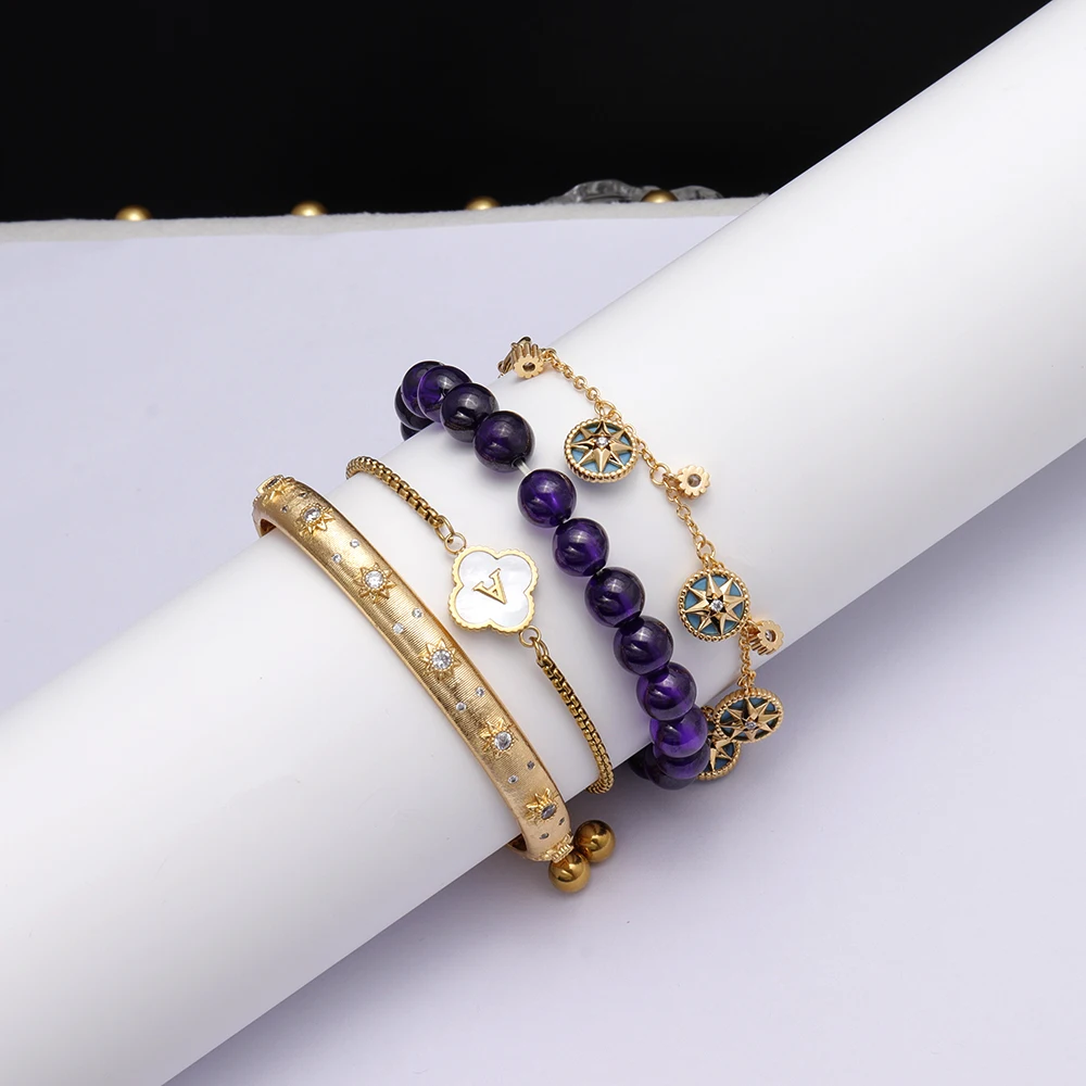 1 шт. браслет из нержавеющей стали с 4 листами клевера и начальной буквой