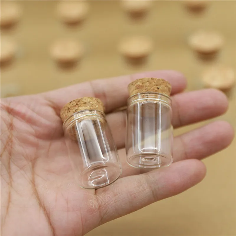 50 pcs/lot Diameter 22mm Dragees Glass Bottle Glass Jars Test Tube Stopper Container Small DIY Crafts Tiny Bottle