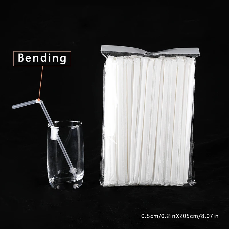 

100Pcs Disposable Plastic Straw Individual Packaging Milk Juice Drinking Straws Transparent Bendable Straws Wedding Party Bar