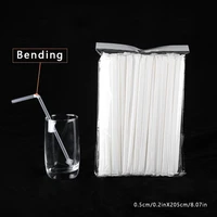 100pcs disposable plastic straw individual packaging milk juice drinking straws transparent bendable straws wedding party bar