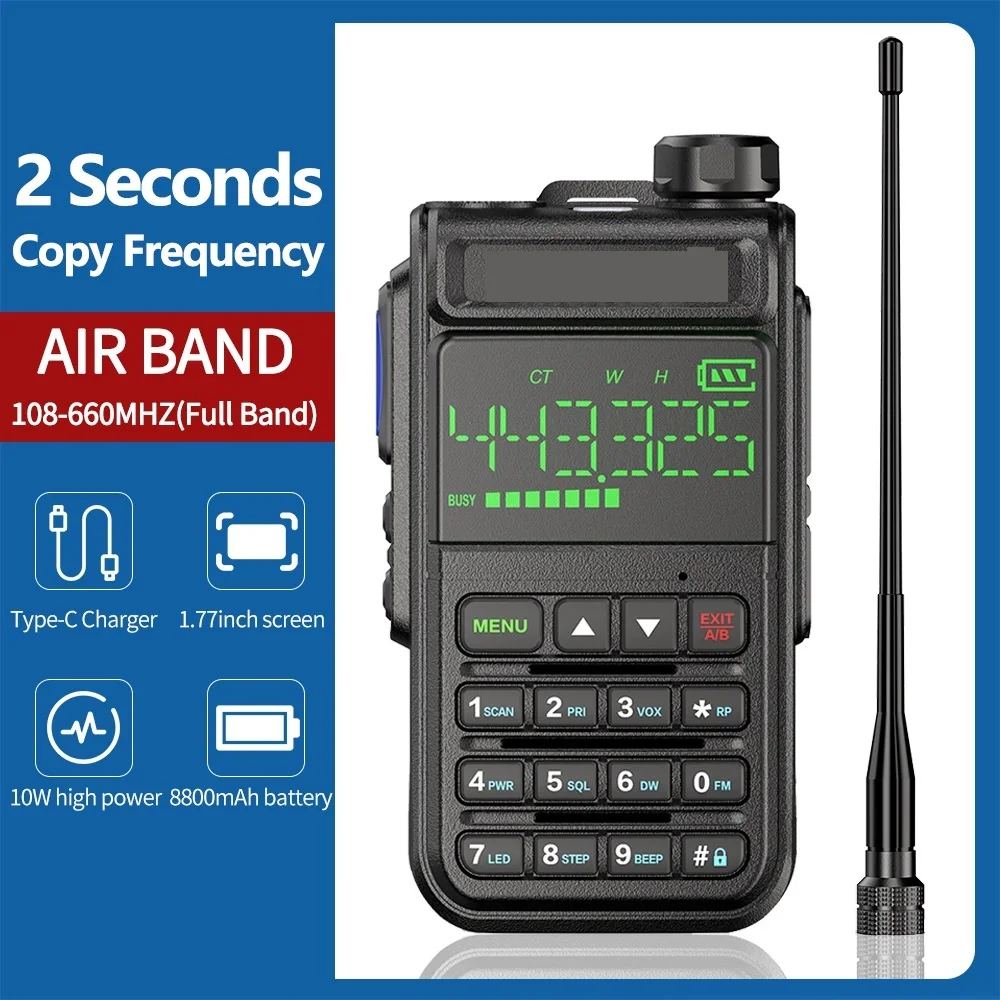 

2022.ABBREE AR-518 6 Bands Amateur Ham Two Way Radio 256CH Air Band Walkie Talkie VOX DTMF SOS LCD Color Police Scanner Aviation