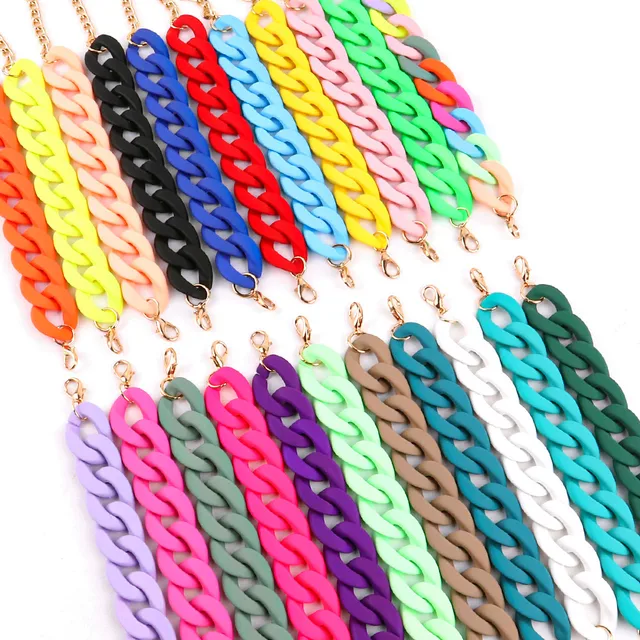Fishsheep 2022 trendy acrylic chain bracelet for women men resin colorful long thick bracelets bangles summer fashion jewelry