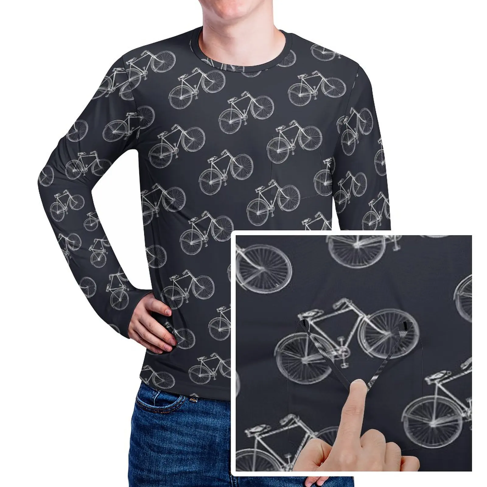 

White Bicycles T Shirt Spring Retro Bikes Print Classic T Shirts Men Vintage Pattern Tshirt Big Size 4XL 5XL