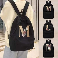 unisex backpacks college school bag teen backpack for women gold 26 letters series shoulder laptop bags commute sport knapsack