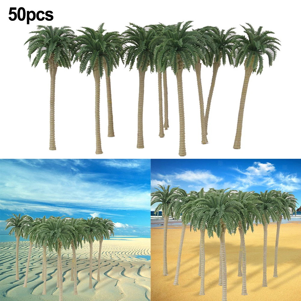 

50pcs Plastic Coconut Palm Tree Miniature Plant Pots Bonsai Craft Micro Landscape DIY Decoration Scenery Model Home Decor