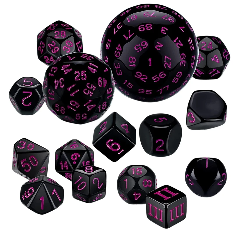 

15Pieces Complete Polyhedral DND Dice Set D3-D100 Spherical RPG Dice Set For Role Playing Table Games Supplies