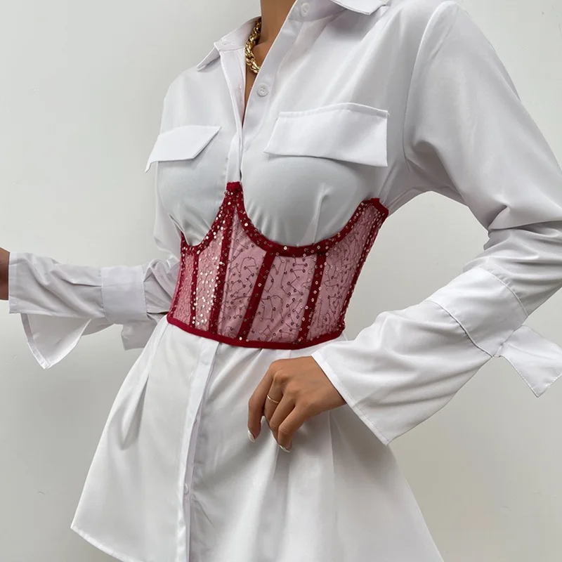 Модный корсет для женщин с шнуровкой под грудью, поясом-куммербундом, украшенный бандажным поясом, весенне-летний уличный стиль 2022 года.