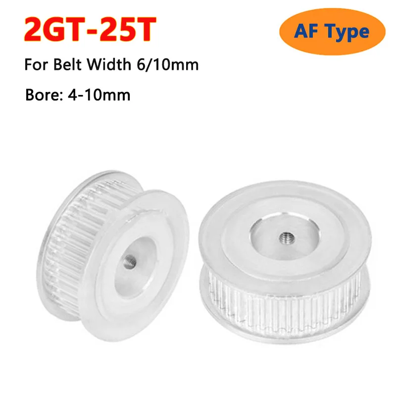 

1pc 25T 2GT Timing Pulley Bore 4mm 5mm 6mm 6.35mm 8mm 10mm for Width 6/10 MM 2GT Synchronous Belt GT2 25 Teeth AF Type