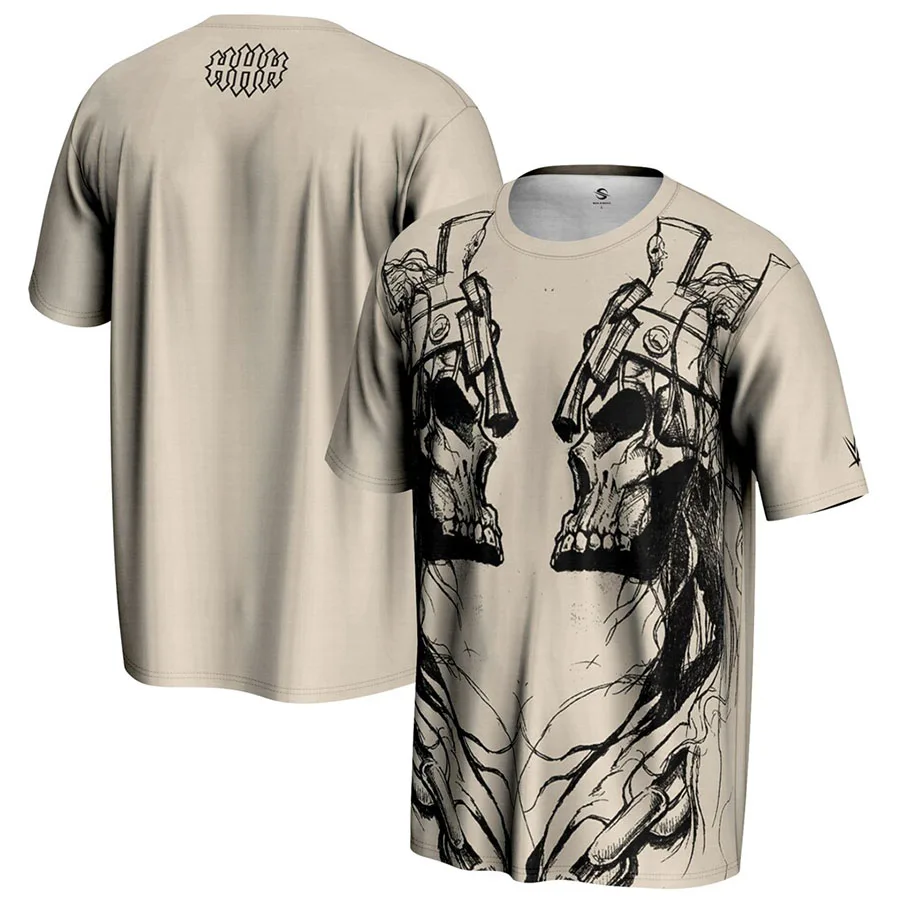 Мужская футболка Tan Triple H Skull King Mirror, простая и модная, в стиле хип-хоп, свободного кроя, дышащая, подходит для занятий спортом на открытом воздухе (art.: 3920d7b82bbab) - 3920d7b82bbab