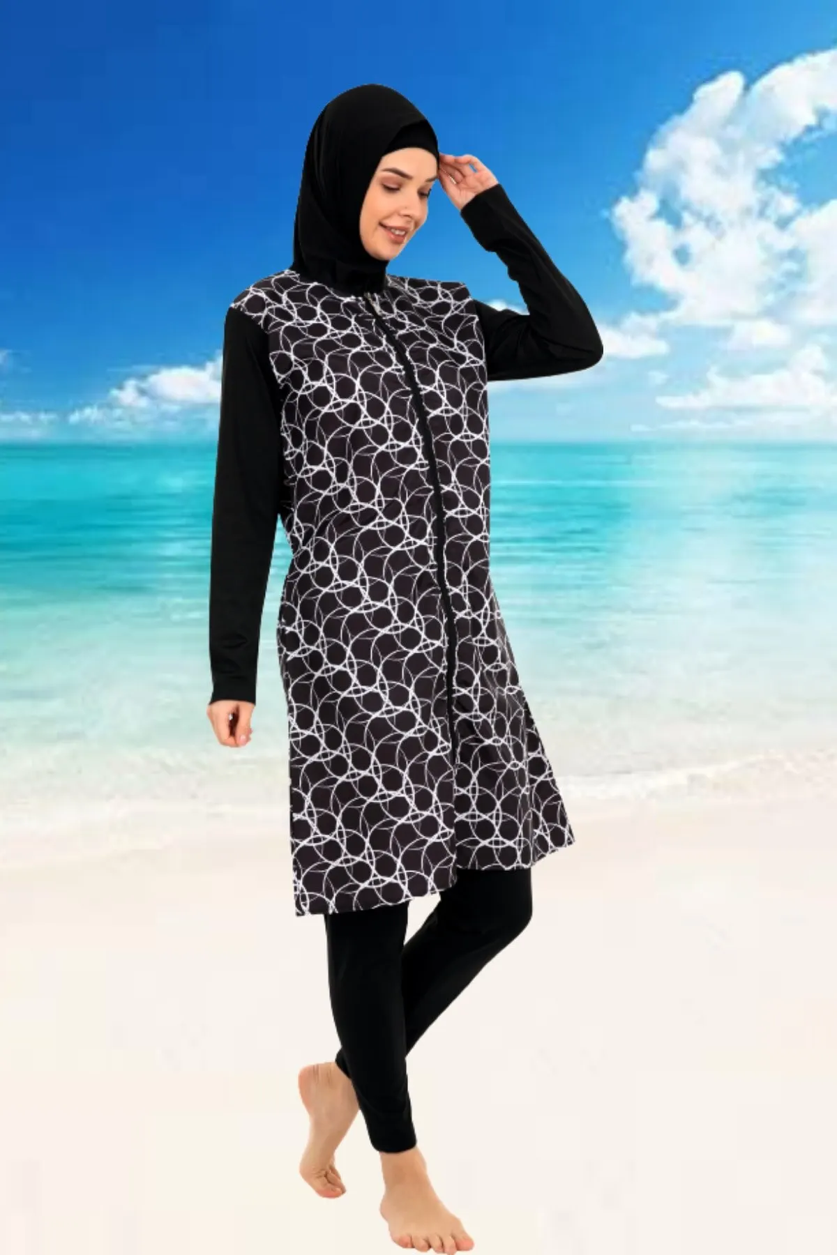 

Muslim Burkinis Hashem Swimwear Modest Summer Clothing Hijab Sport Swimsuit Islamic Full Cover Swimwears