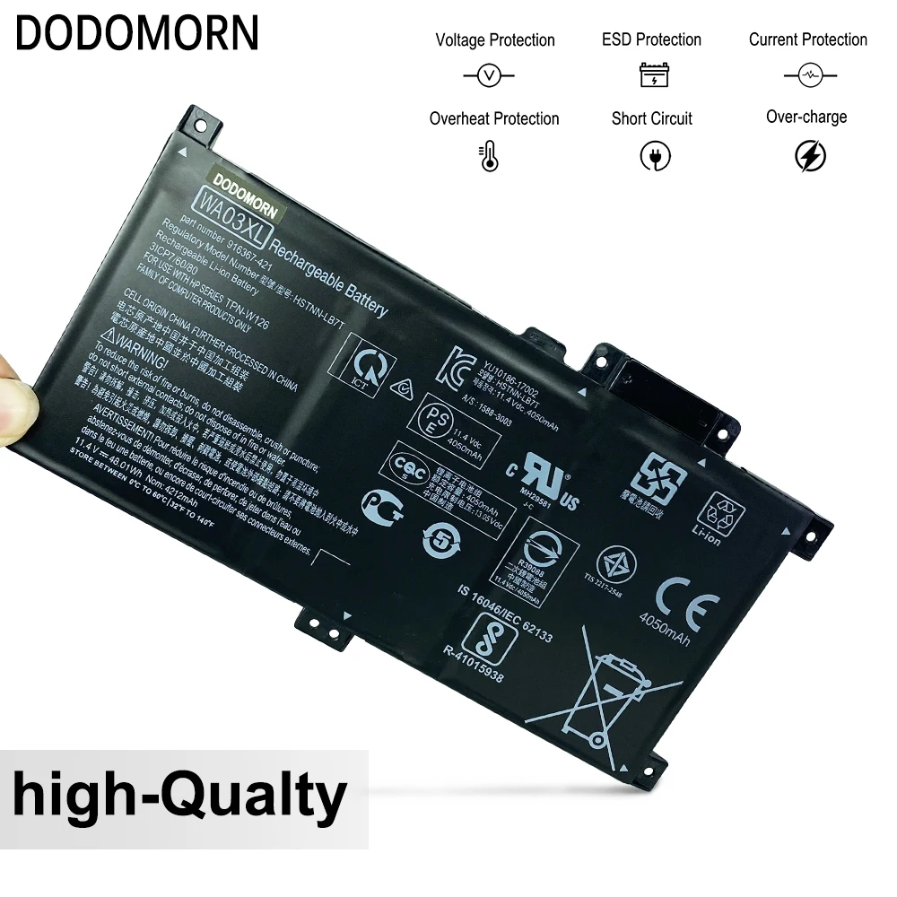 DODOMORN Аккумулятор для ноутбука WA03XL HP Pavilion X360 14-Ba 15-Bk 15-Br 15-br001TX 15-br005TX 15-br000 5-br020CA Series 48