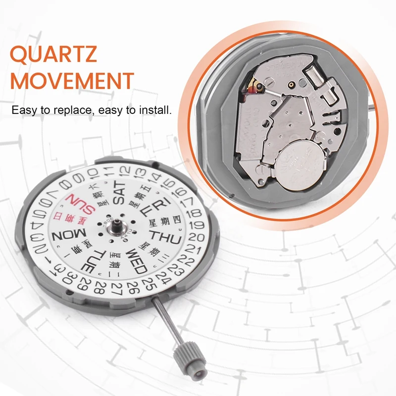 Металлический кварцевый механизм для часов с 3 стрелками и датой запасные части