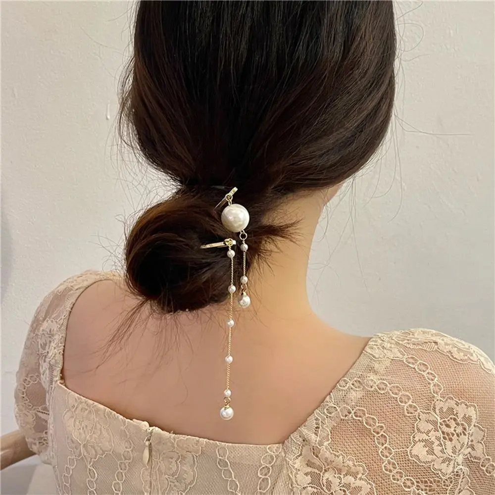 

2022 Princess Wedding Pearl Chain Women Hair Clip Korean Style Barrette Hair Accessories Tassel Hair Jewelry