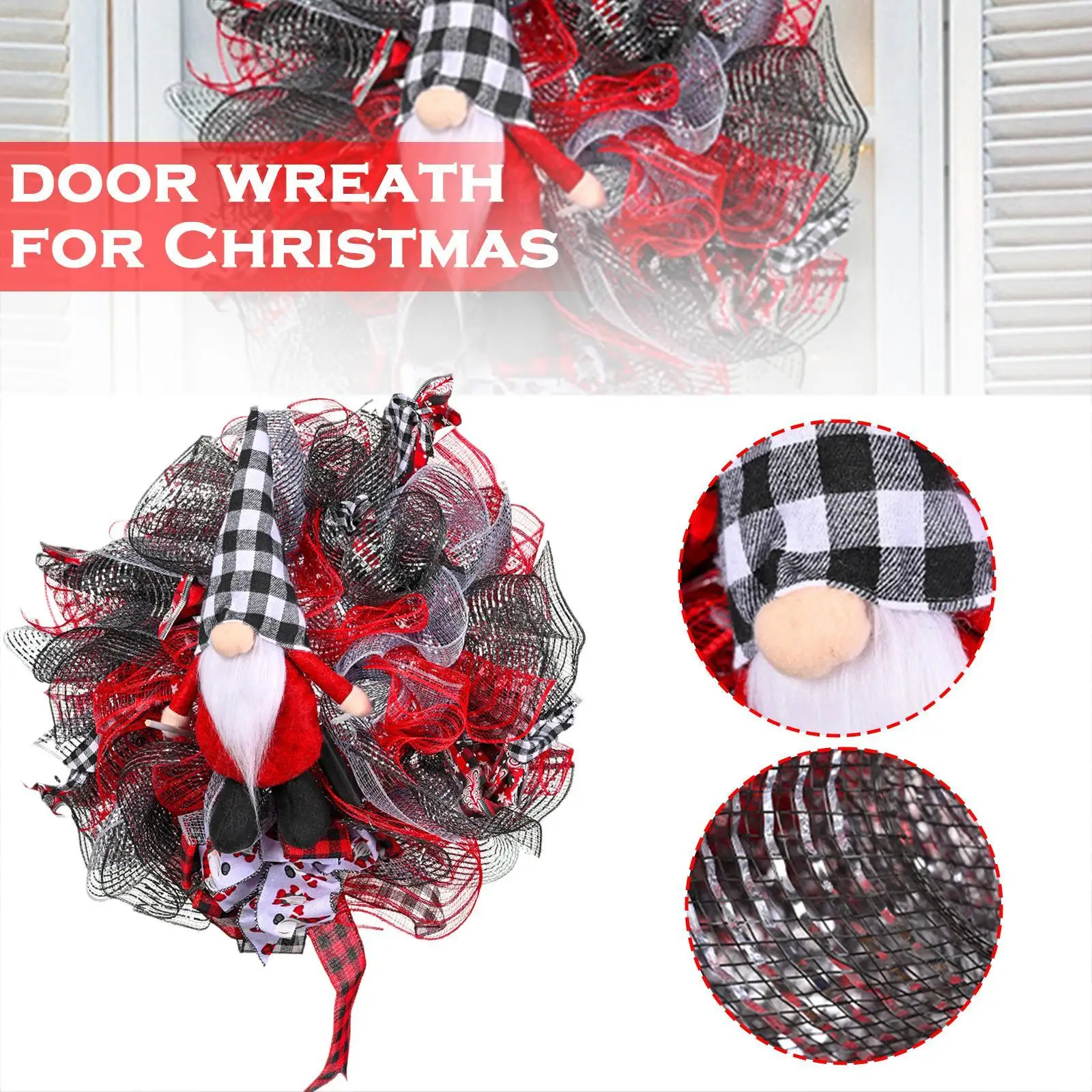 

Door Wreath For Christmas Handcrafted Christmas Wreath Red/White & Silver Candy Cane For Door/Wall Hanging