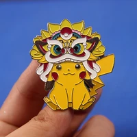 funny anime pokemon pikachu enamel pins metal badges pin anime button brooch chest ornament clothing collection accessorie