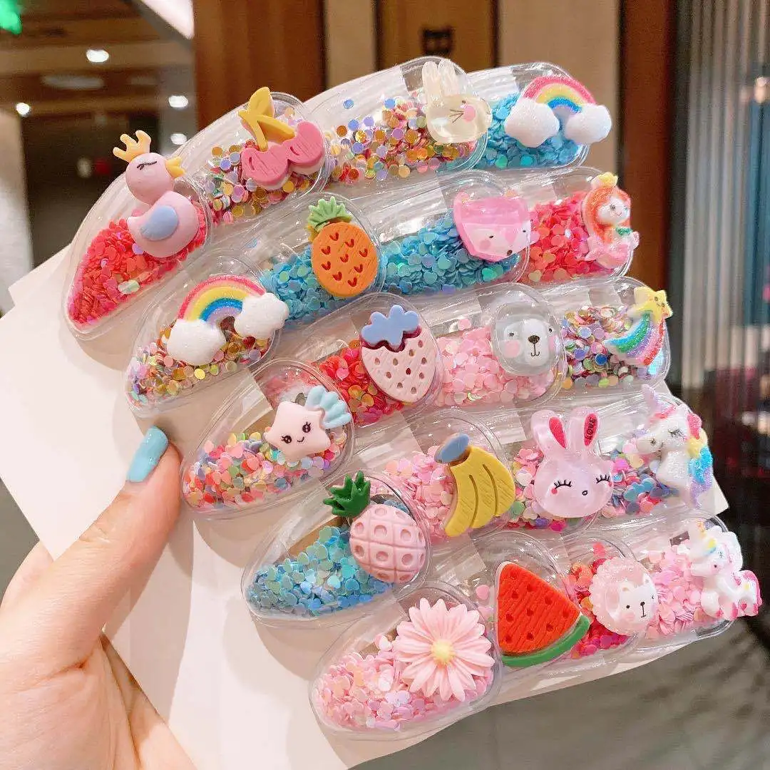 

Children's Fruit Hairpin Headwear Girl Cute Sweet Little Clip Baby Side Bangs Cartoon Animal Small Flower Quicksand Clip