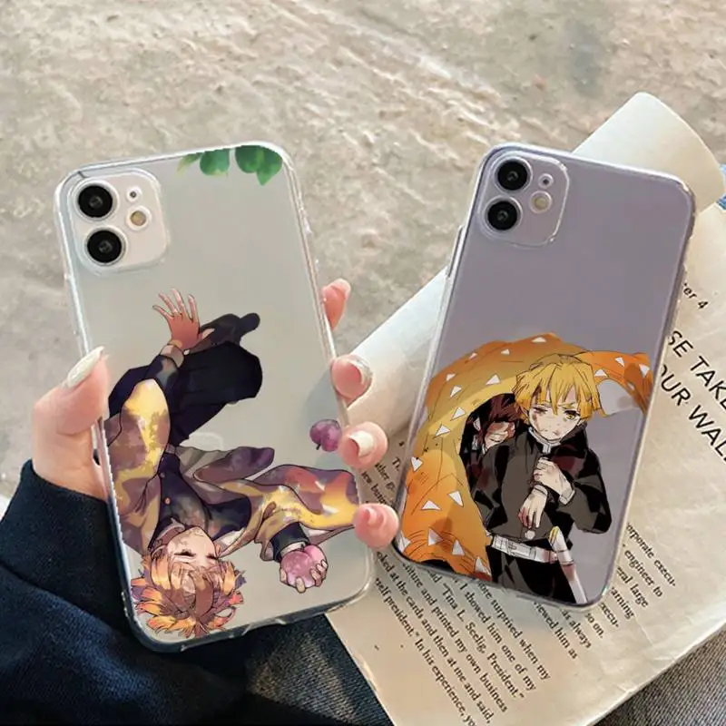 

YNDFCNB Anime Demon Slayer Agatsuma Zenitsu Phone Case for iPhone 11 12 13 mini pro XS MAX 8 7 6 6S Plus X 5S SE 2020 XR cover