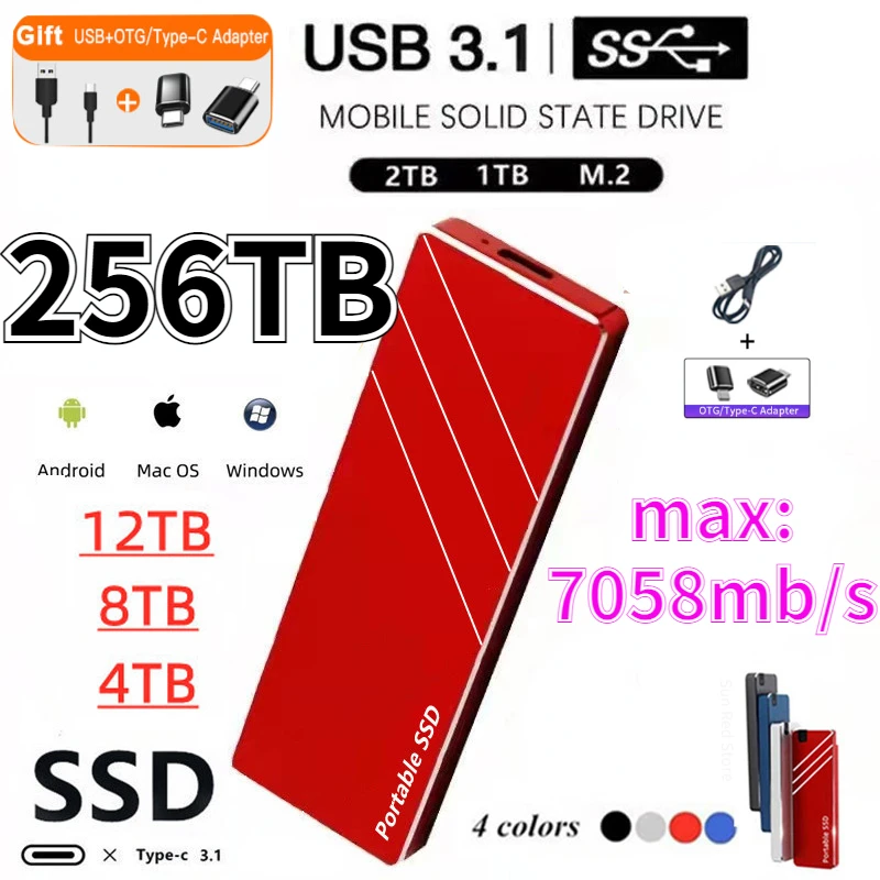 

500TB 2023 Mini Portable High Speed Mobile Solid State Drives 128TB 64TB 4TB 2TB 1TB Hard Disks Type-C Hard Drives for Laptops