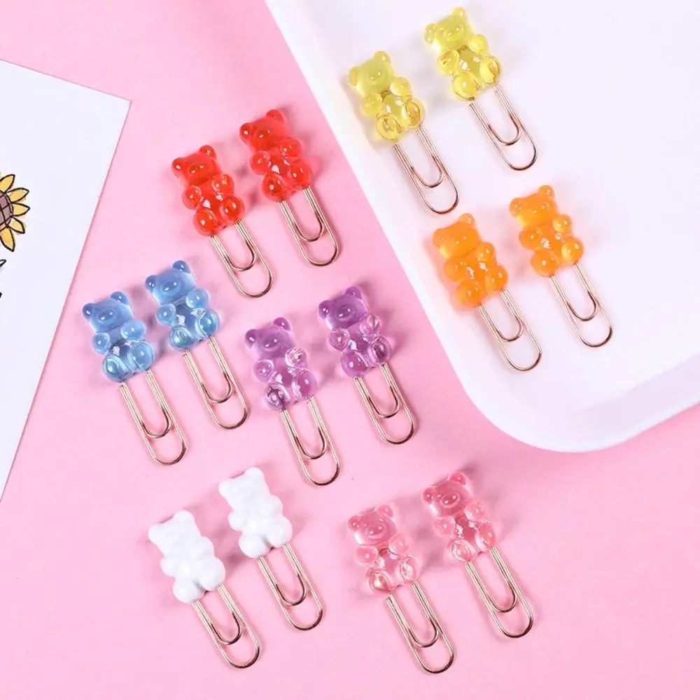 

10 pcs Creative Colorful Bear Metal Memo Paper Clips Set Index Bookmark For Books Office School Stationery Supplies 2023 new