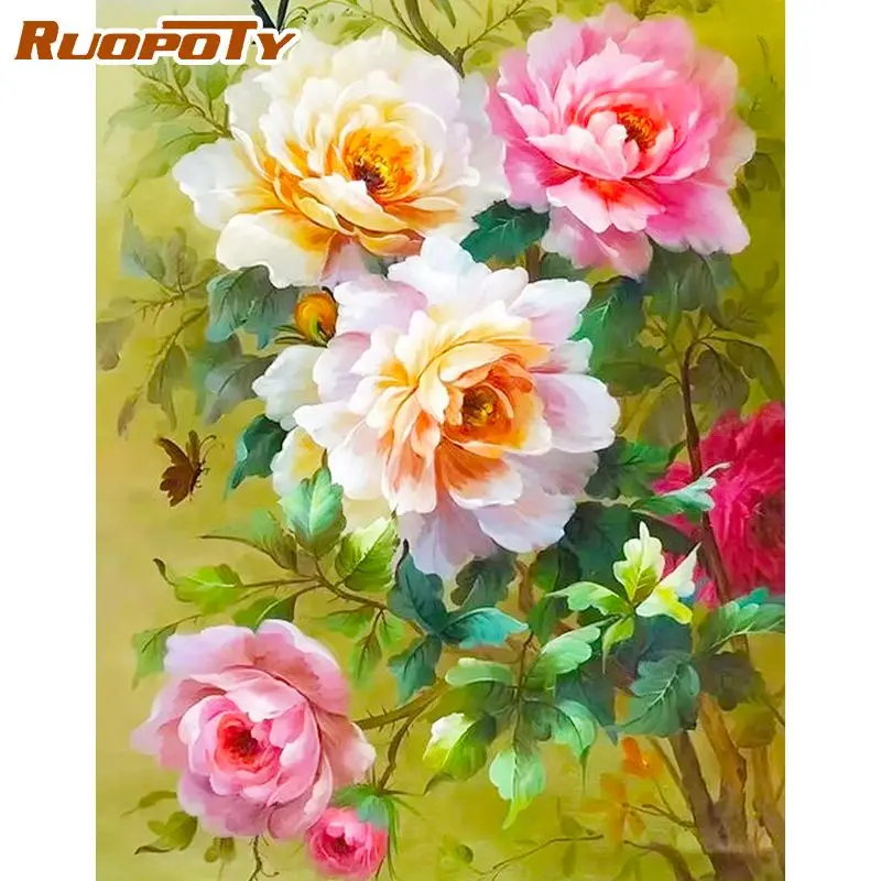

RUOPOTY 40x50cm Modern Painting By Numbers Pictures By Numbers Flowers Number Painting Home Gardens For Adults Diy Gift Set