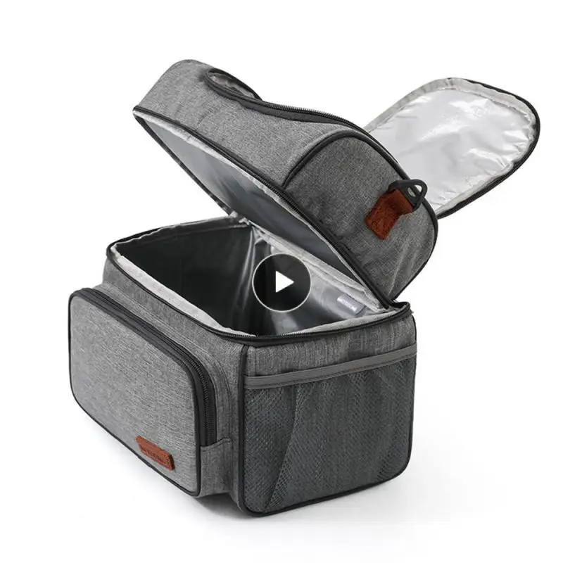 

Large Capacity Picnic Bag Easy To Carry Sealing Leak-proof Large Capacity Insulation Bag Oxford Cloth Outdoor Supplies Blue Grey