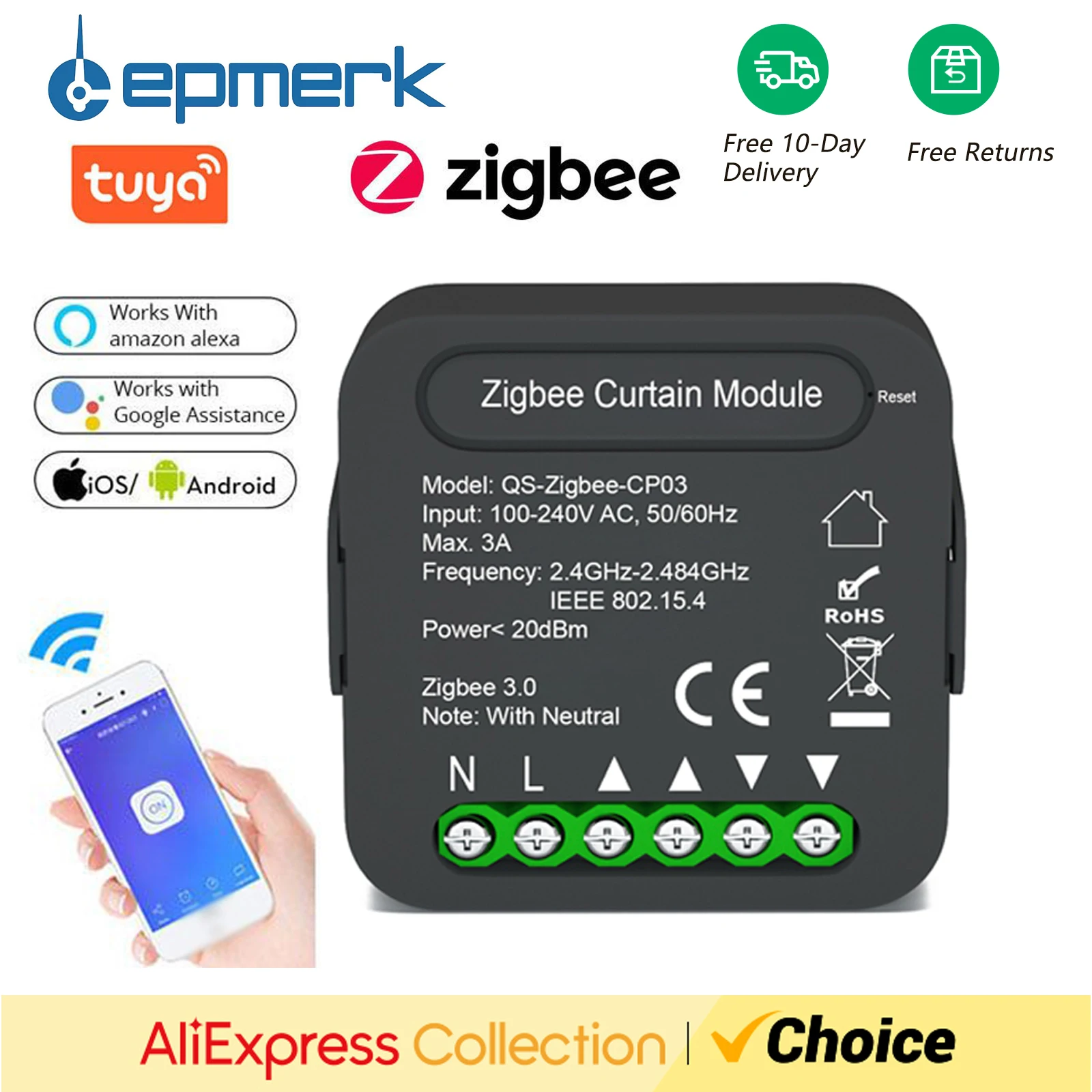 Модуль умного управления шторами Tuya ZigBee для модификации жалюзи дистанционное