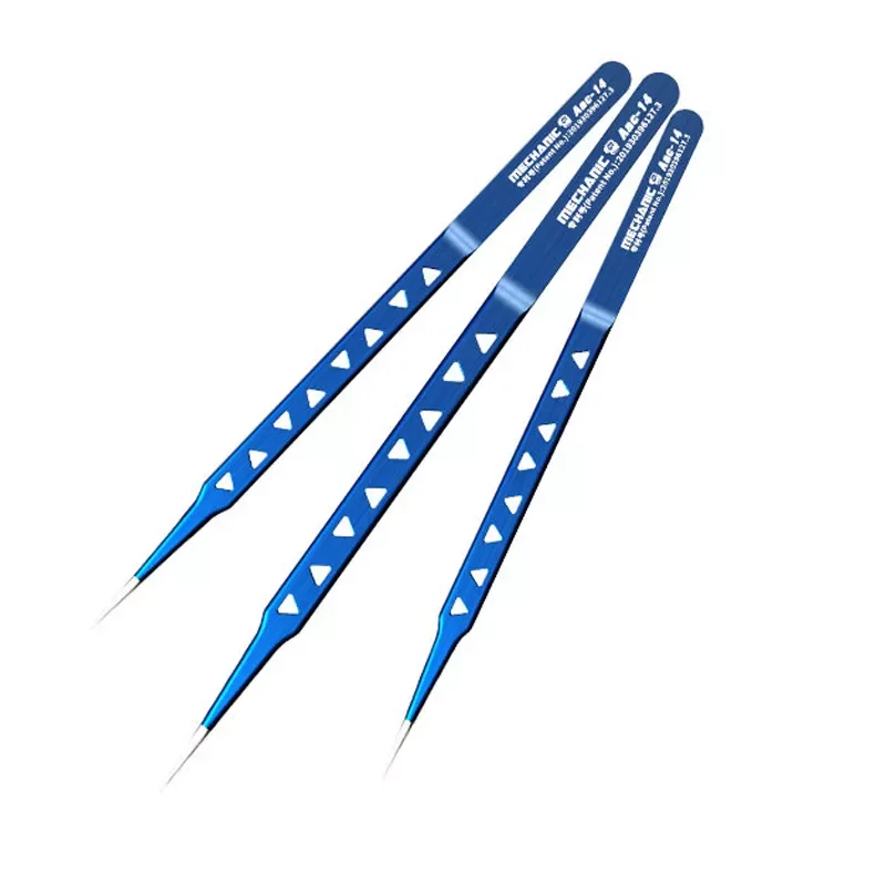 

2022New MECHANIC Precision Tweezers 8 Hollows Heat-Dissipating Non-Magnetic Long Tweezers Electronic IC Chip Phone Repair Tools