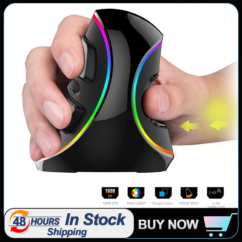 

Мышь Компьютерная Вертикальная Беспроводная игровая эргономичная, 2400 DPI