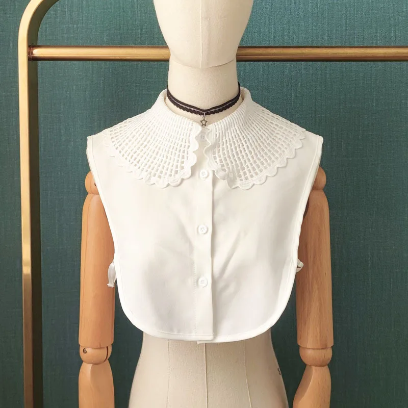 

Female Lapel Hollow Fake Collars for Women Lace-up Sweater Tops False Collars Neckwear Decoratiove Girls Shirt Detachable Collar