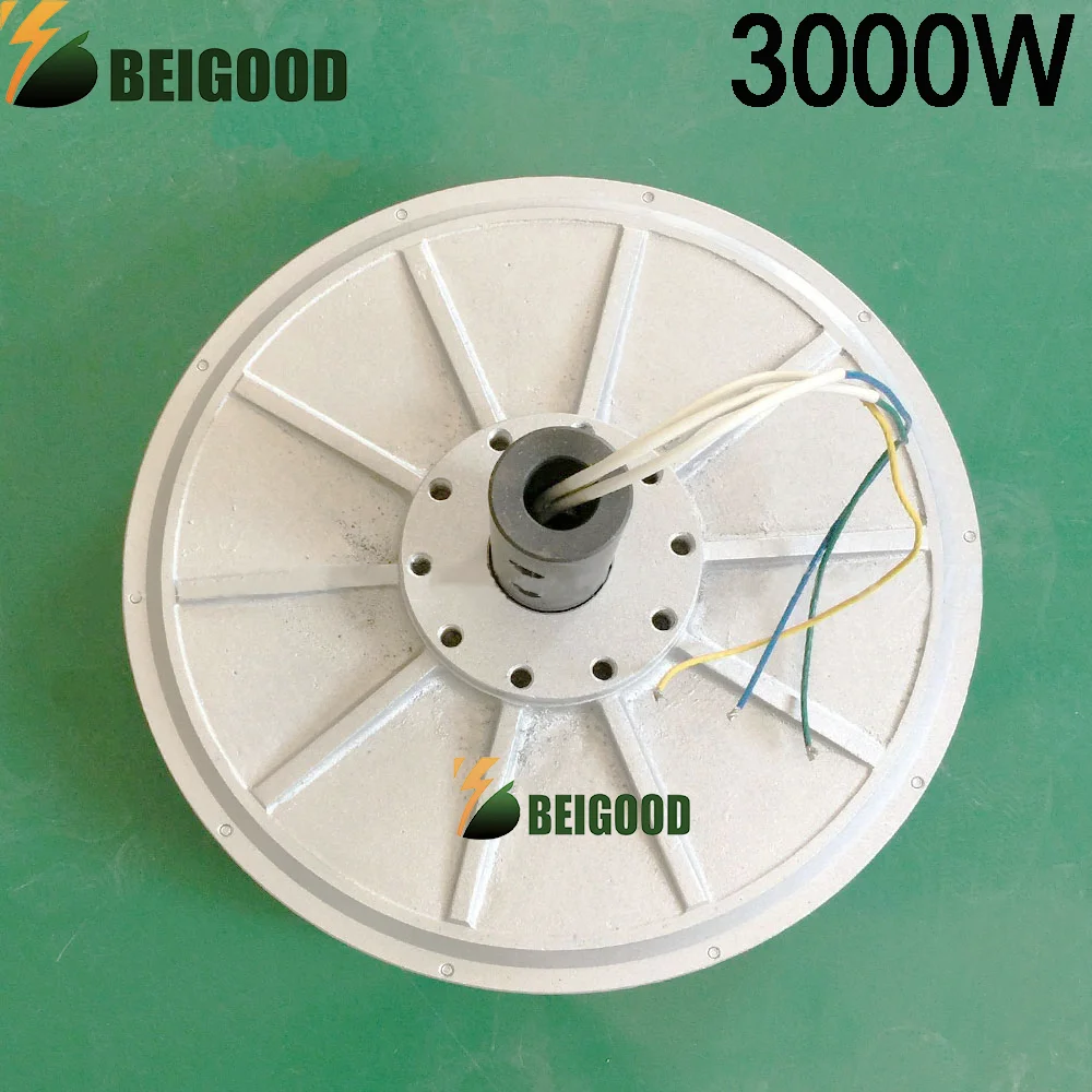 

BeiGood 3000W 12V 24V 48V 96V 220V Permanent Magnet Alternator Three Phase AC Coreless Low RPM 3KW Generator For Wind Turbine