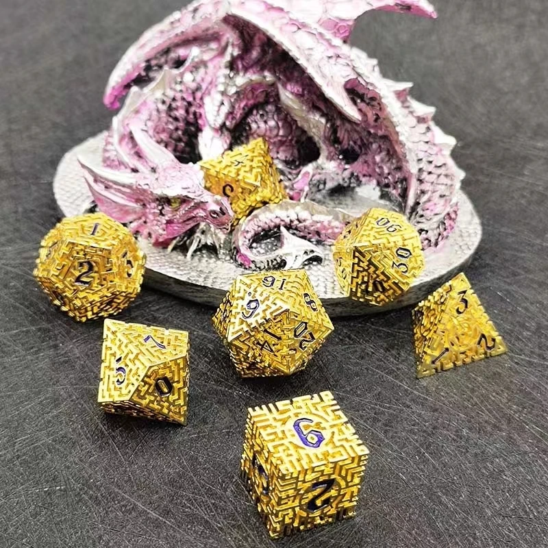 

Polyhedron Hollow Metal Dnd Dice Set Maze Creative For Dungeons And Dragons RPG Board Toy D&D Accessories Gift For Game Lovers