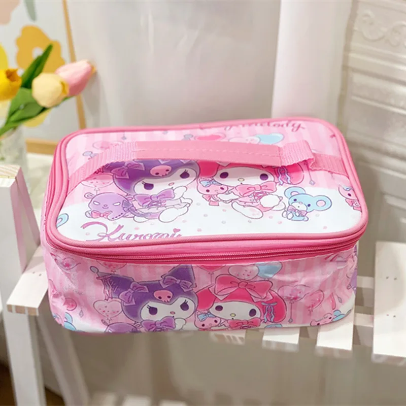 Sanrios Anime Kuromi Melody Cinnamoroll Lunch Bag Cooler Tote Portable Insulated Box Thermal Cold Food Container Lunchbox Gift images - 6