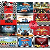 allenjoy wheels truck racing cars birthday party background red checkerboard sports baby shower vinyl banner photocall backdrop