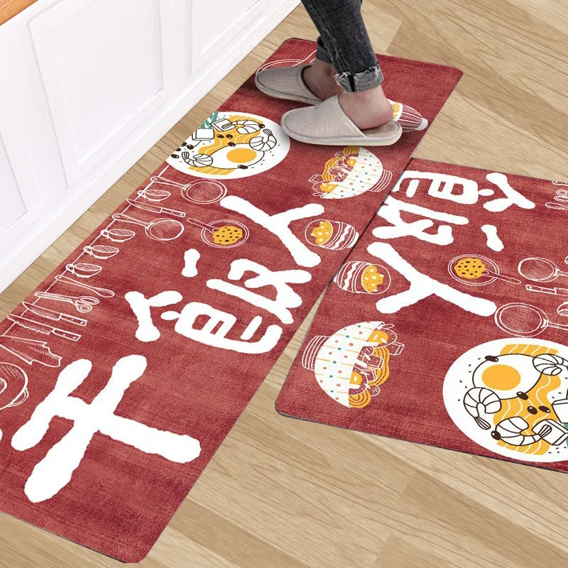 

Red Kitchen Floor Mat Living Room Bedroom Decor Carpet Home Hallway Entrance Doormat Balcony Bathroom Door Anti-Slip Foot Rug