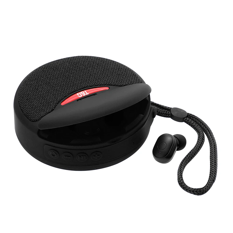 

Mini Portable Bluetooth Speaker Wireless Earphone Two-in-one TWS Subwoofer Stereo Hands-Free Multi-function Support TF Card FM