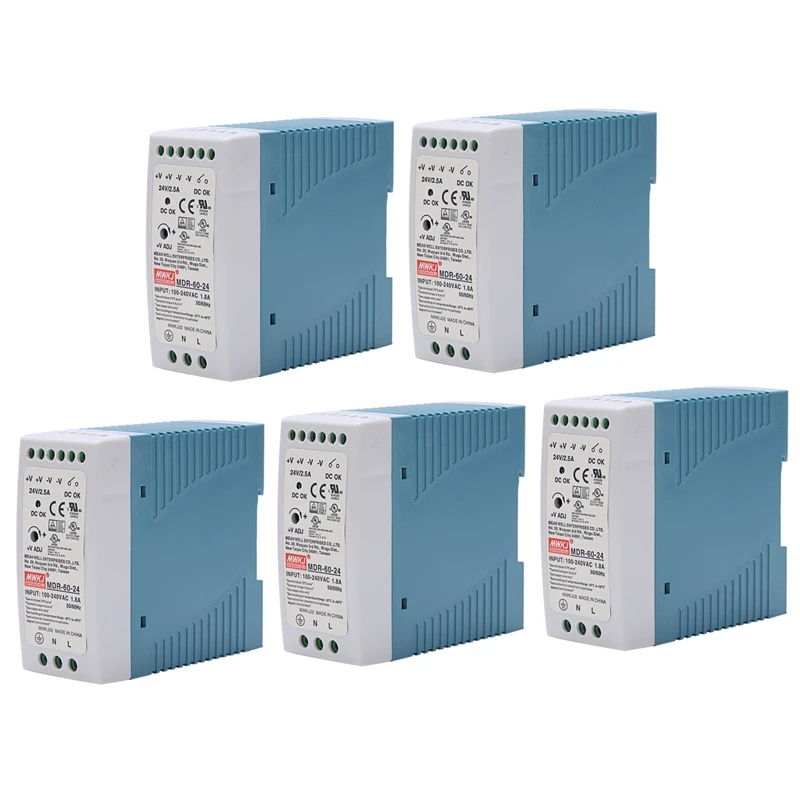 

Retail 5X MDR-60 24V 60W Din Rail Power Supply Ac-Dc Driver Voltage Regulator Power Suply 110V 220V