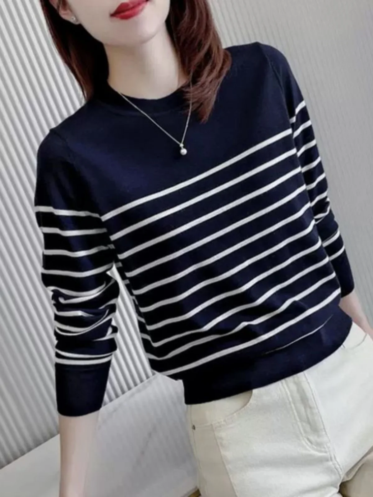 Girdear Amashi Zheng 2024 осенняя новая рубашка контрастного цвета в полоску с длинными