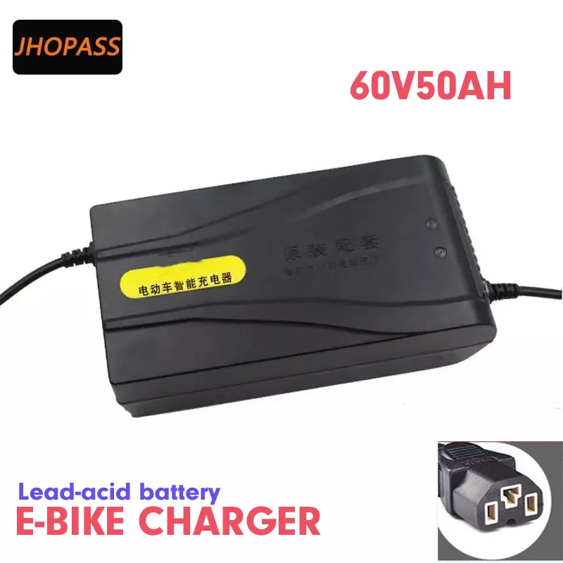 60V 50AH LED double display smart  for 110V to 220V AU EU UK adapter US Lead acid battery charger for E-bike & Motorbike charger