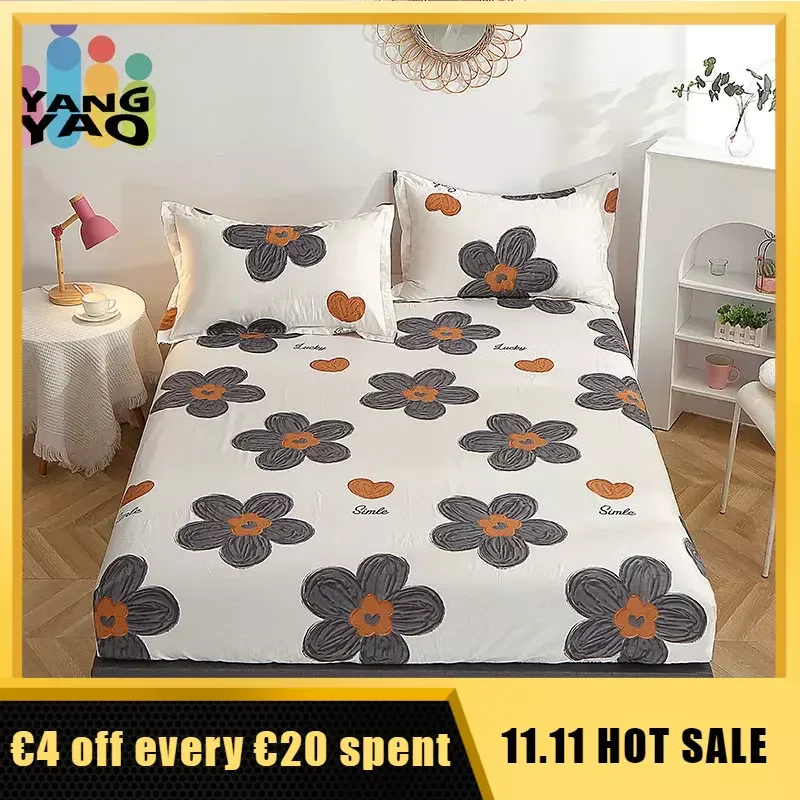 

Yaapeet Fitted Sheet 1pcs 100% Cotton Printing Bed Mattress Set With Four Corners And Elastic Band Sheets